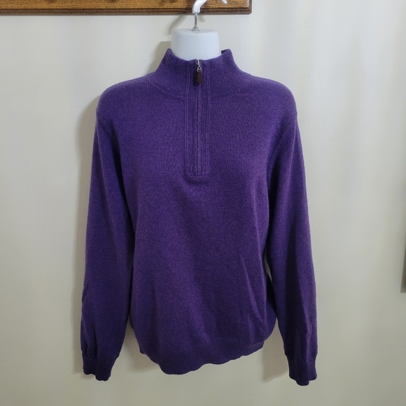 Saks Fifth Avenue Todd & Duncan Purple Scottish Cashmere Half Zip Sweater  Men M - Picture 1 of 3